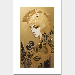 Gustav Klimt's Enigmatic Elegance: Inspired Woman in Radiant Reverie Posters and Art